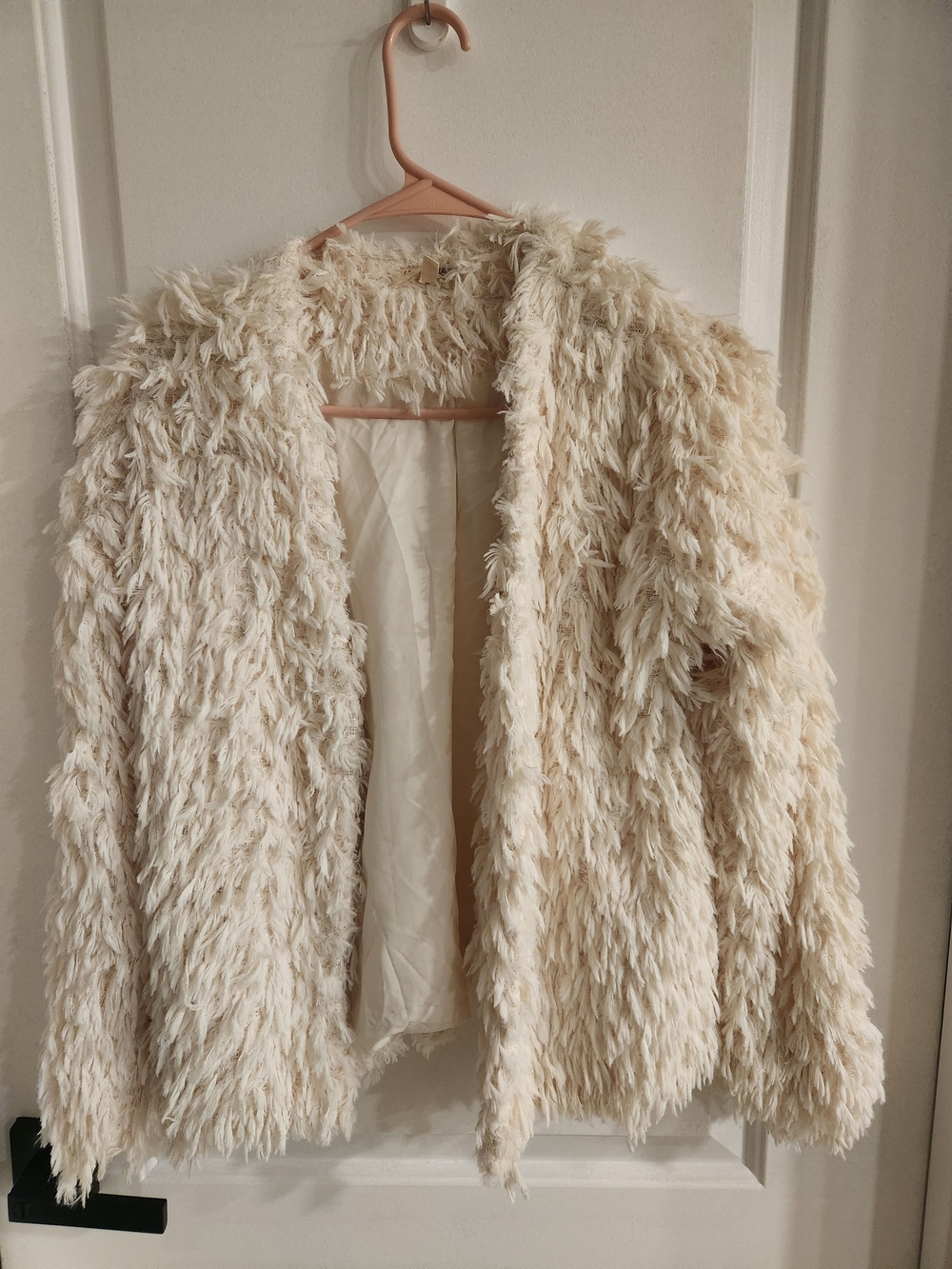 Mystree Ivory Plush Faux Fur Teddy Coat